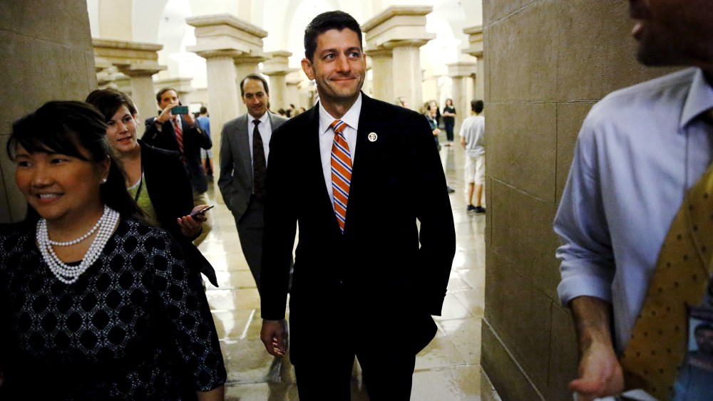 U.S. Representative Paul Ryan returns to his office after a Republican caucus meeting at the U.S. Capitol in Washington, Oct. 9, 2015. U.S. (Photo by Jonathan Ernst/Reuters)