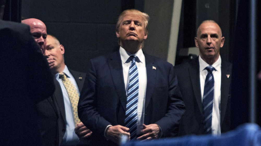 U.S. Republican presidential candidate Donald Trump waits to be introduced during a campaign event at Iowa Central Community College in Ft. Dodge, Ia., Nov. 12, 2015. (Photo by Scott Morgan/Reuters)
