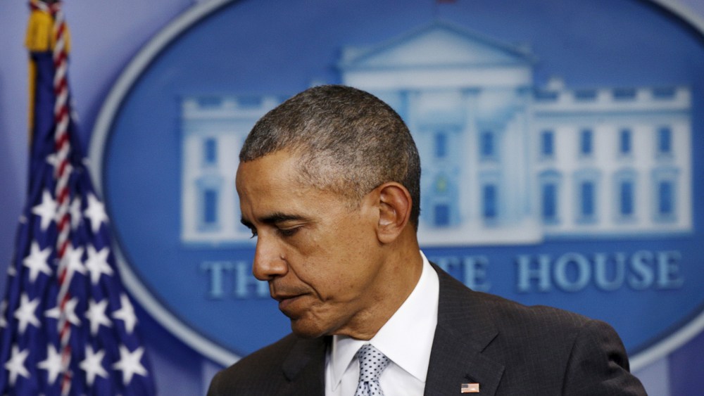 U.S. President Barack Obama departs after speaking about the shooting attacks in Paris, from the White House in Washington Nov. 13, 2015. (Photo by Kevin Lamarque/Reuters)