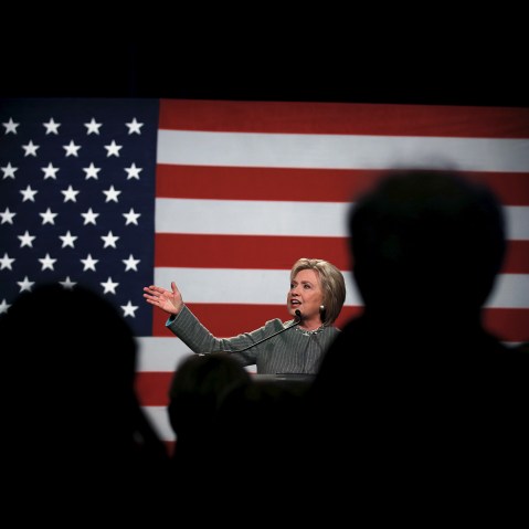 U.S. Democratic presidential candidate Hillary Clinton speaks at the Michigan Democratic Party meeting in Detroit, Mich., March 5, 2016. (Photo by Carlos Barria/Reuters)