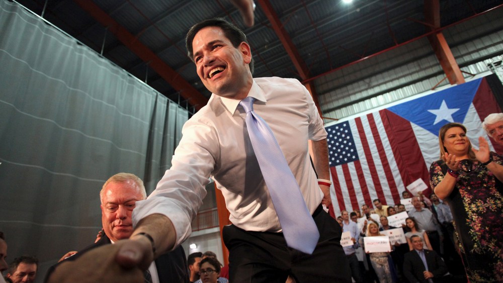 Republican U.S. presidential candidate Florida Senator Marco Rubio shakes hands with supporters while campaigning in Toa Baja, Puerto Rico, March 5, 2016. (Photo by Alvin Baez/Reuters)