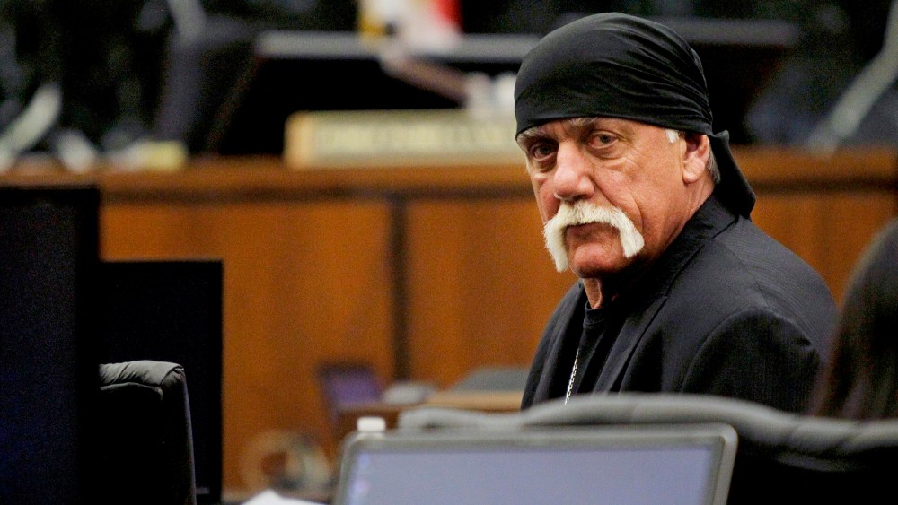 Terry Bollea, aka Hulk Hogan, sits in court during his trial against Gawker Media, in St Petersburg, Fla., March 17, 2016. (Photo by Dirk Shadd/Tampa Bay Times/Pool/Reuters)