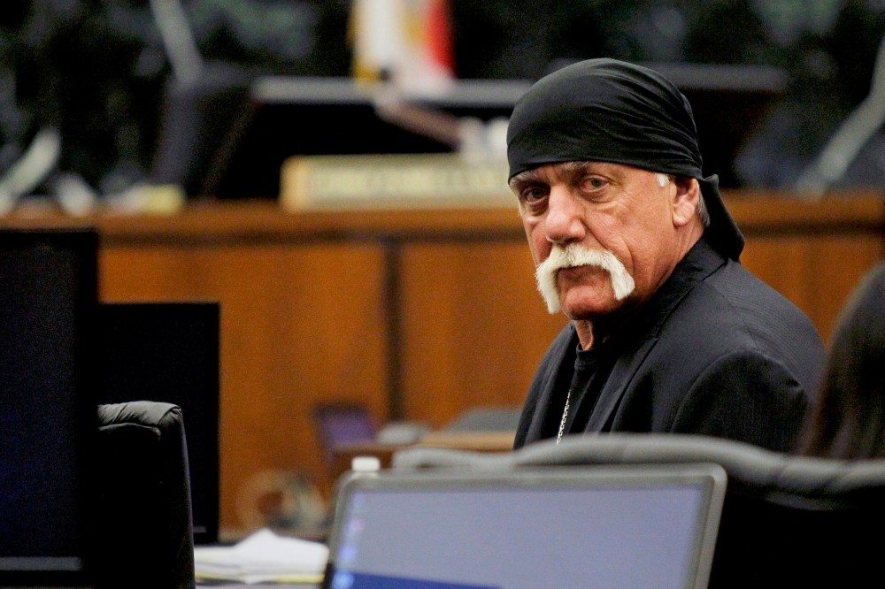 Terry Bollea, aka Hulk Hogan, sits in court during his trial against Gawker Media, in St Petersburg, Fla., March 17, 2016. (Photo by Dirk Shadd/Tampa Bay Times/Pool/Reuters)