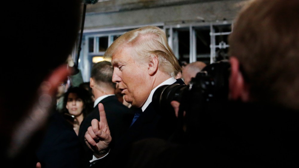 Republican presidential candidate Donald Trump speaks to reporters while touring the construction site of the Trump International Hotel at the Old Post Office Building, Washington, DC, March 21, 2016. (Photo by Jim Bourg/Reuters)