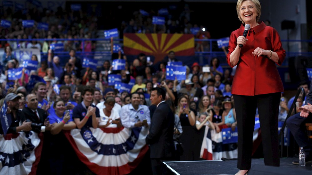 Democratic U.S. presidential candidate Hillary Clinton speaks at a campaign rally at Carl Hayden Community High School in Phoenix, Ariz., March 21, 2016. (Photo by Mario Anzuoni/Reuters)