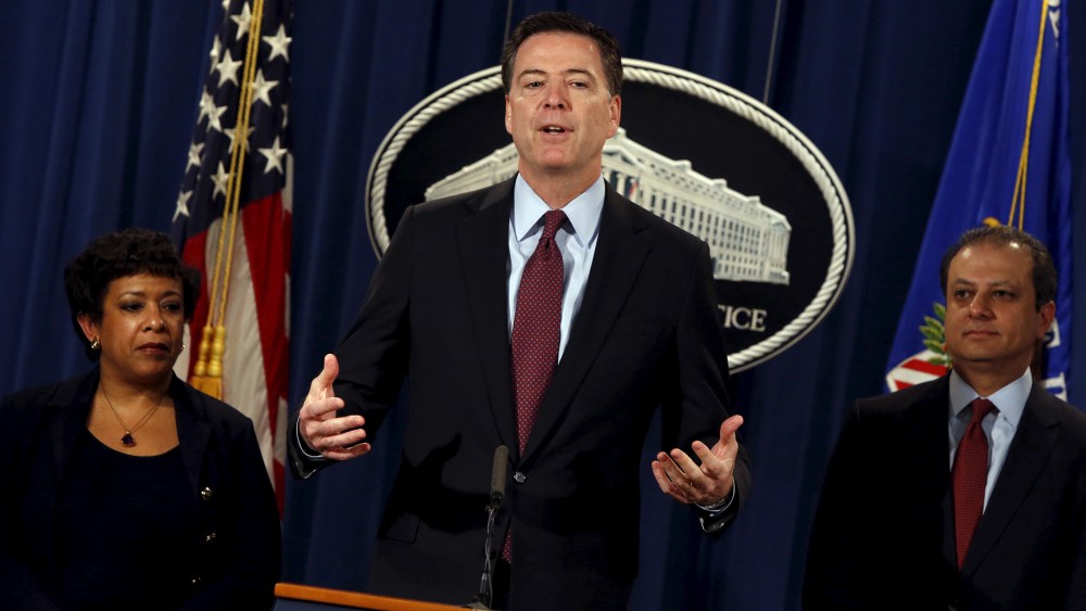 Federal Bureau of Investigation Director James Comey speaks during a news conference at the Justice Department in Washington, March 24, 2016. (Photo by Jonathan Ernst/Reuters)