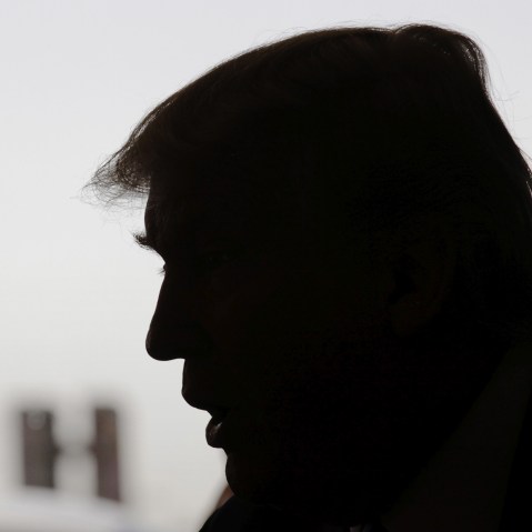 Republican presidential candidate Donald Trump talks with the media as he stops in for breakfast at Miss Katie's Diner, while campaigning in Milwaukee, Wis., April 3, 2016. (Photo by Darren Hauck/Reuters)