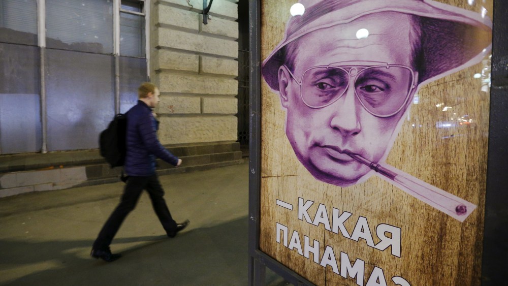 "Which Panama?" reads a poster at a bus stop in Moscow, Russia, April 6, 2016. In Russian "panama" also means a bucket hat. (Photo by Sergei Karpukhin/Reuters)