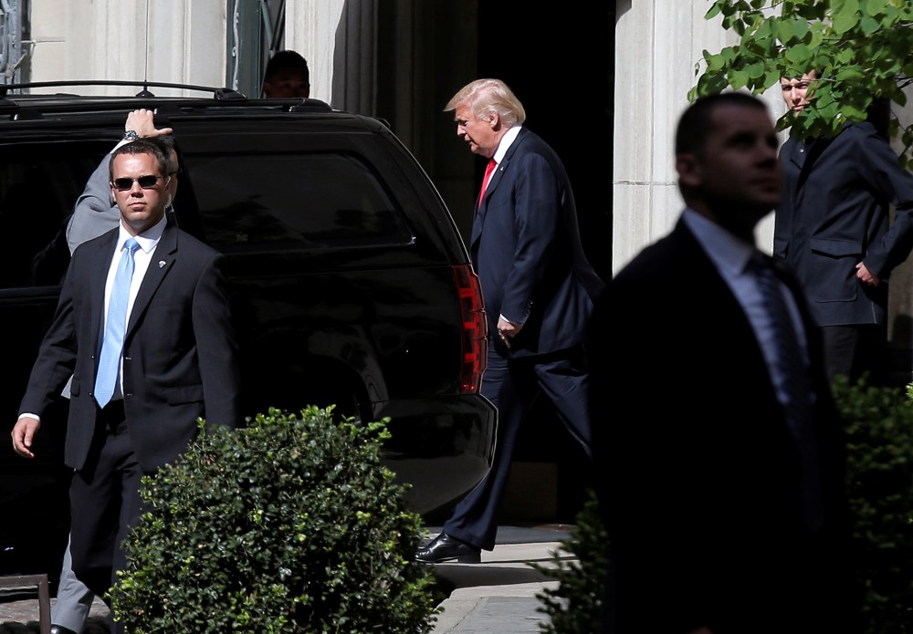 U.S. Republican presidential candidate Donald Trump exits following a meeting with former Secretary of State Henry Kissinger in New York City, May 18, 2016. (Photo by Brendan McDermid/Reuters)