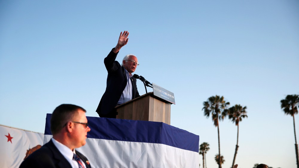 Democratic presidential candidate Bernie Sanders speaks in Santa Monica, Calif., U.S., May 23, 2016. (Photo by Lucy Nicholson/Reuters)
