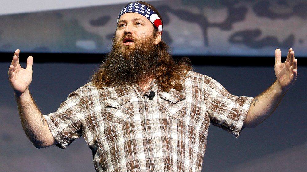 Willie Robertson of the reality television show "Duck Dynasty" speak at the Wal-Mart Stores, Inc. U.S. Associates meeting in Fayetteville