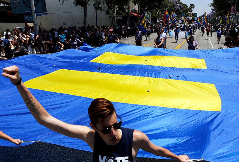 Supporters of equality march during the 43rd annual L.A. LGBT Pride Parade in West Hollywood June 9, 2013. (Photo by Patrick T. Fallon/Reuters)