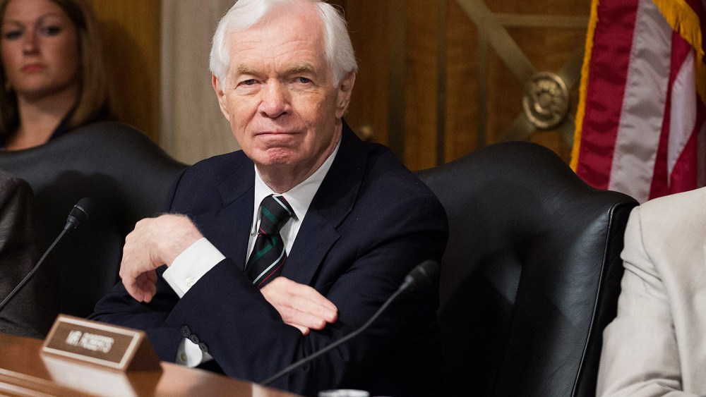 Senator Thad Cochran (R-MS) listens during a hearing examining foreign purchases on Capitol Hill in Washington on July 10, 2013.