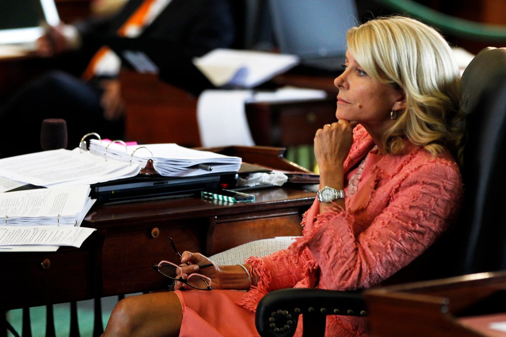Wendy Davis listens to discussion of the Senate Bill 1 in Austin, Texas, July 12, 2013.