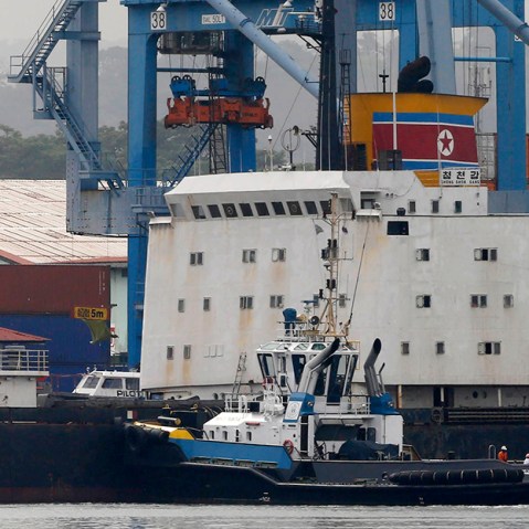 North Korean container ship, Chong Chon Gang, docks at the Manzanillo International Container Terminal in Colon City July 16, 2013.  (Photo by Carlos Jasso/Reuters)