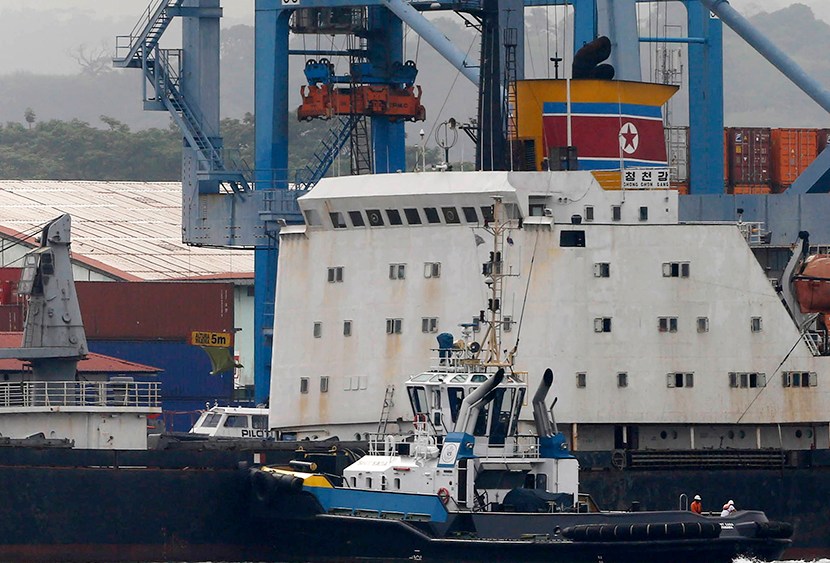 North Korean container ship, Chong Chon Gang, docks at the Manzanillo International Container Terminal in Colon City July 16, 2013.  (Photo by Carlos Jasso/Reuters)