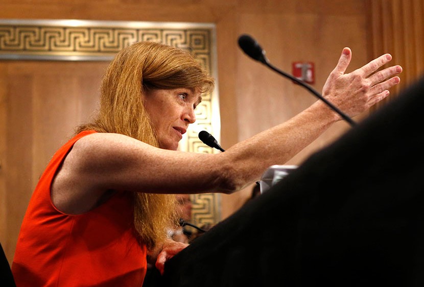 Samantha Power, a former White House aide and Harvard professor, testifies before a Senate Foreign Relations Committee confirmation hearing on her nomination to succeed Susan Rice as U.S. ambassador to the United Nations, on Capitol Hill in Washington...