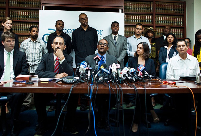 Vince Warren, Executive Director of the Center for Constitutional Rights, speaks to the media about the "stop and frisk" court decision during a news conference in New York, August 12, 2013. (Photo by Eduardo Munoz/Reuters)