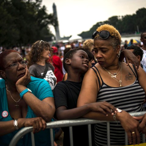 Crowds gather on the National Mall to commemorate the 50th Anniversary of the March on Washington