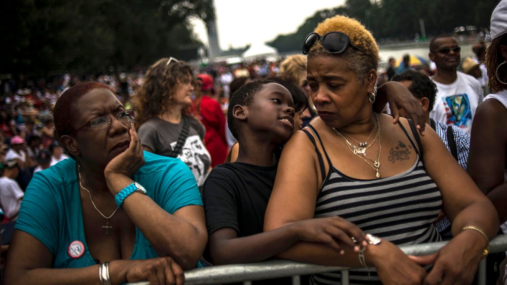 Crowds gather on the National Mall to commemorate the 50th Anniversary of the March on Washington