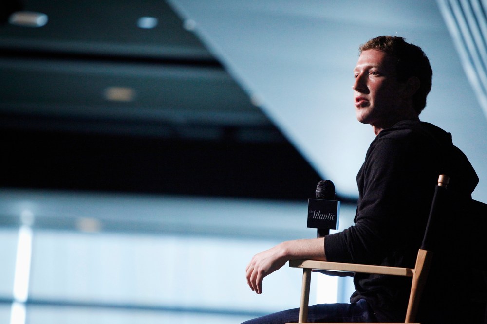 Mark Zuckerberg sits for audience questions during an onstage interview in Washington, Sept. 18, 2013.