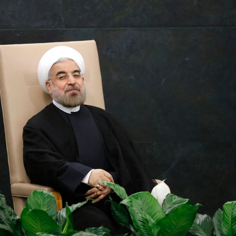 Iran's President Rouhani waits to address the 68th United Nations General Assembly in New York