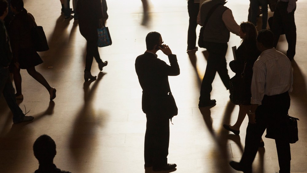 A man stands in the middle of Grand Central Terminal in New York, Sept. 25, 2013.