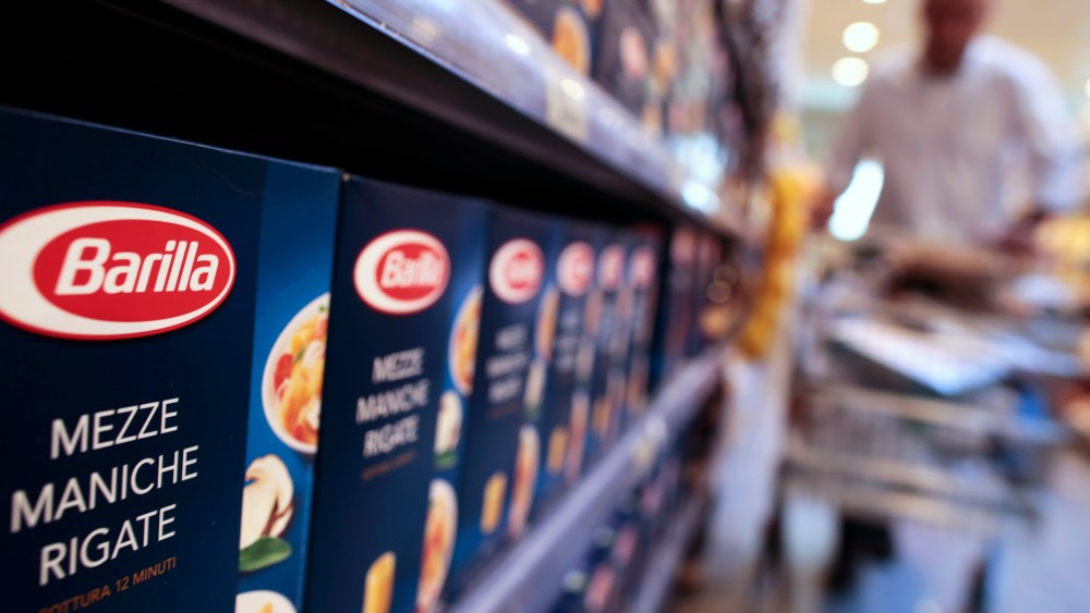 Packs of Barilla pasta are seen in a supermarket in Rome