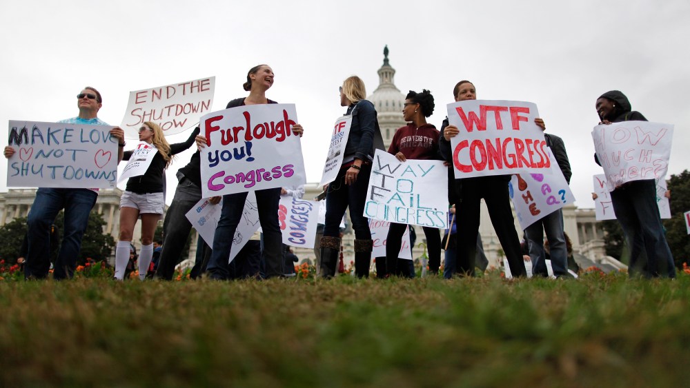 Federal workers demonstrate for an end to the U.S. government shutdown