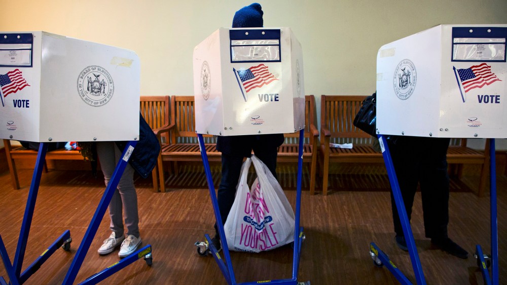People cast their votes in New York November 5, 2013.