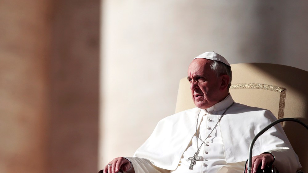Pope Francis attends his Wednesday general audience, Nov. 6, 2013.