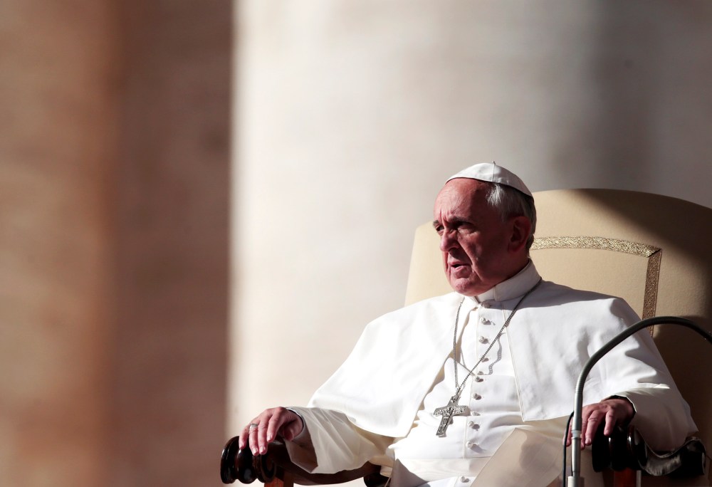 Pope Francis attends his Wednesday general audience, Nov. 6, 2013.
