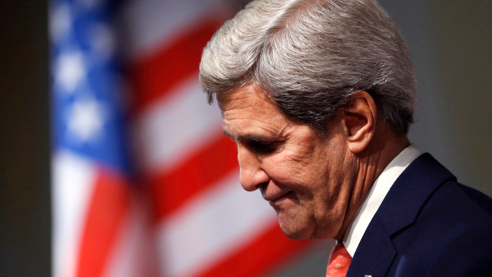 U.S. Secretary of State John Kerry attends a news conference at the end of the Iranian nuclear talks in Geneva on Nov. 10, 2013.