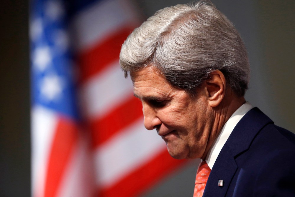U.S. Secretary of State John Kerry attends a news conference at the end of the Iranian nuclear talks in Geneva on Nov. 10, 2013.