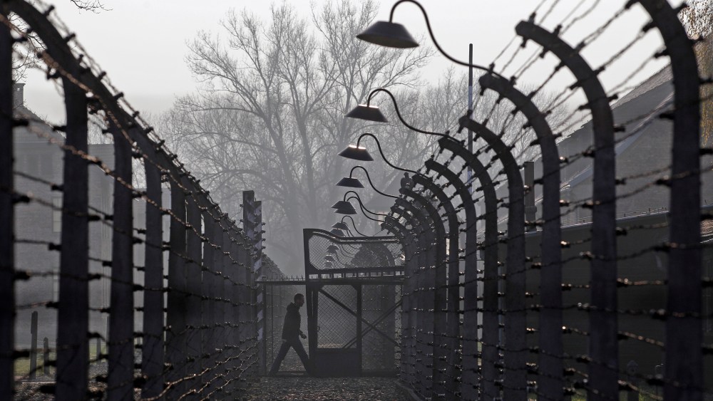 A visitor walks between electric barbed-wired fences at the Auschwitz-Birkenau memorial and former concentration camp Nov. 18, 2013. (Photo by Kacper Pempel/Reuters)