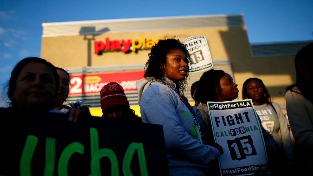Protesters gather outside McDonald's in Los Angeles, Cali. on Dec. 5, 2013.