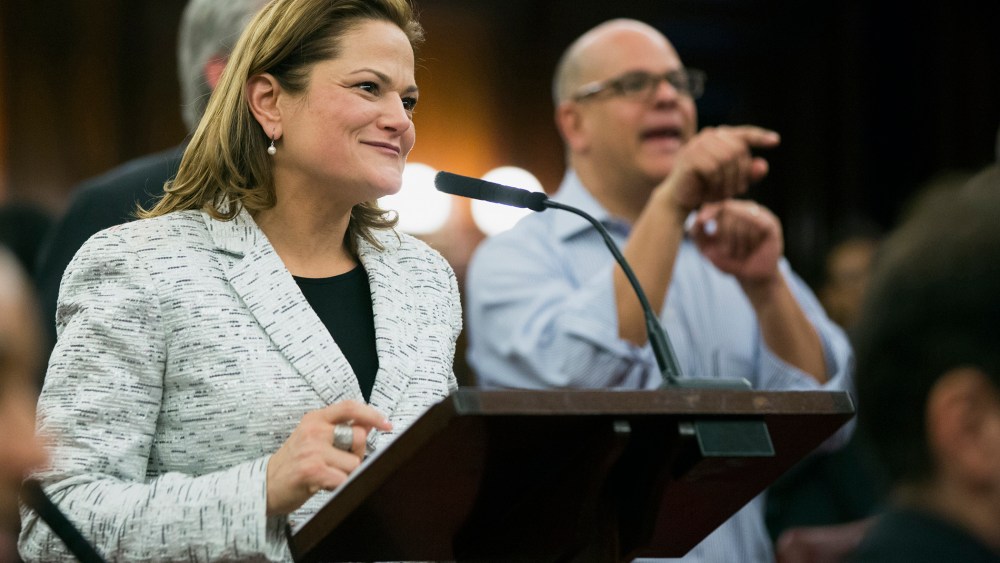 New York City councilwoman Melissa Mark-Viverito smiles as she speaks after being elected speaker of the city council inside of City Hall in the Manhattan borough of New York on Jan. 8, 2014. (Photo by Lucas Jackson/Reuters)