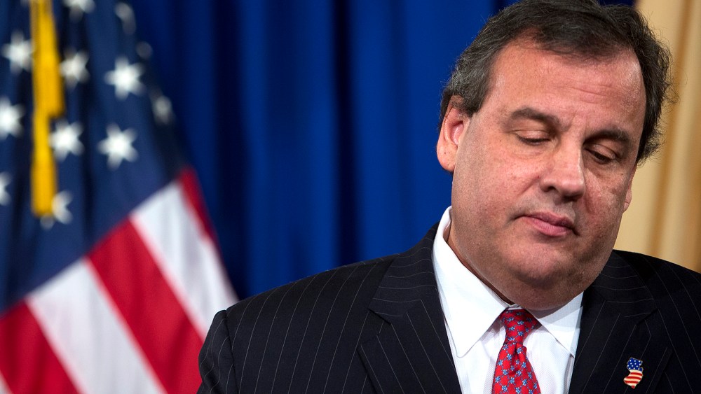 New Jersey Governor Chris Christie reacts during a news conference, Jan. 9, 2014 in Trenton, N.J.