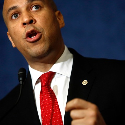 Senator Cory Booker (D-NJ) speaks during a news conference, Jan. 16, 2014, at the U.S. Capitol in Washington, D.C.