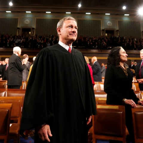 Supreme Court Chief Justice John Roberts arrives prior to President Barack Obama's State of the Union speech on Capitol Hill in Washington, Jan. 28, 2014.