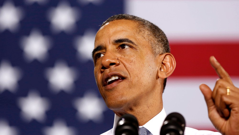 President Barack Obama talks at an event, Jan. 30, 2014, in Waukesha, Wis.