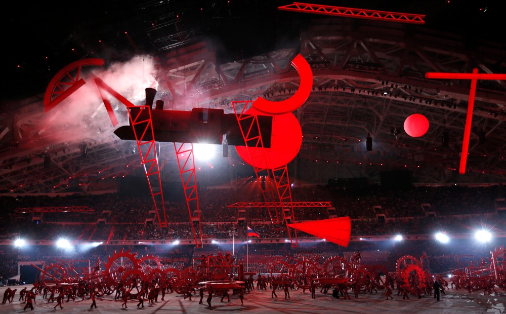 Participants perform during the opening ceremony of the 2014 Sochi Winter Olympics, Feb. 7, 2014.