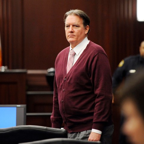 Michael Dunn in the courtroom during his murder trial for the shooting death of Jordan Davis at Duval County Courthouse, Feb. 8, 2014, in Jacksonville, Fla.