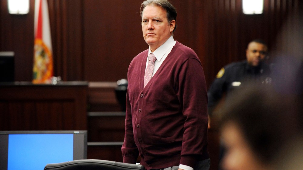 Michael Dunn in the courtroom during his murder trial for the shooting death of Jordan Davis at Duval County Courthouse, Feb. 8, 2014, in Jacksonville, Fla.
