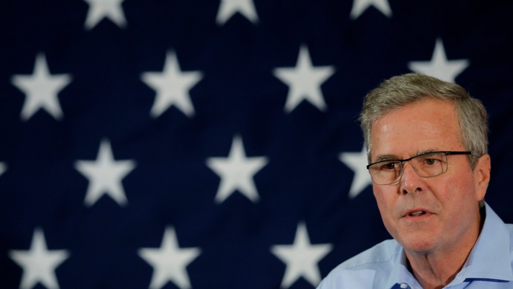 Former Florida Governor and probable 2016 Republican presidential candidate Jeb Bush speaks at the First in the Nation Republican Leadership Conference in Nashua, N.H. April 17, 2015. (Photo by Brian Snyder/Reuters)