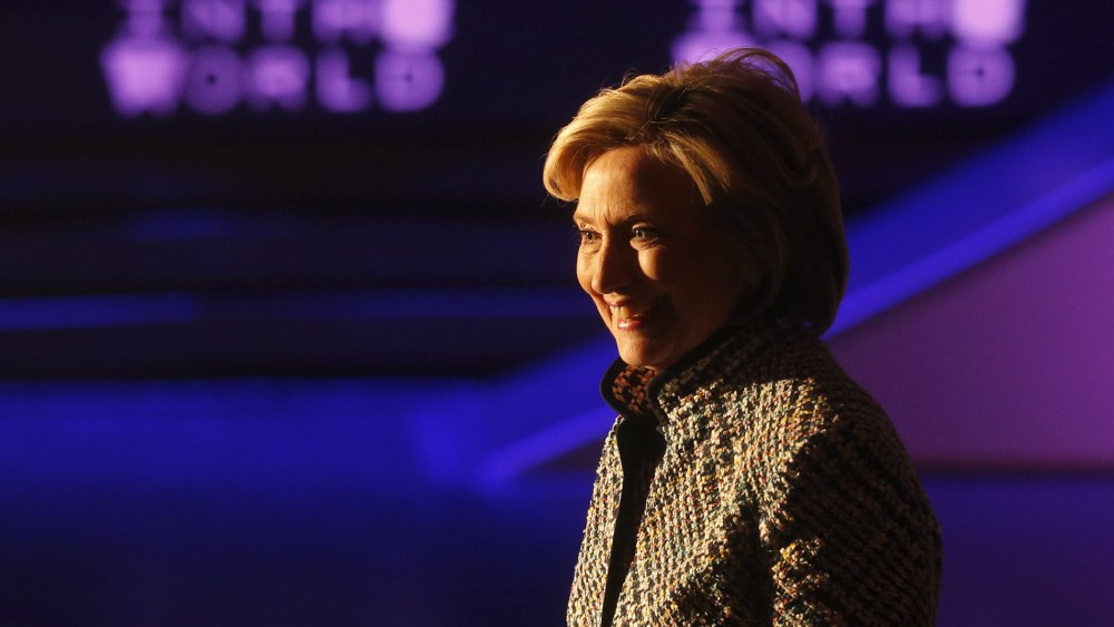 Democratic presidential candidate Hillary Clinton smiles after delivering the keynote address at the Women in the World summit in New York April 23, 2015. (Photo by Shannon Stapleton/Reuters)
