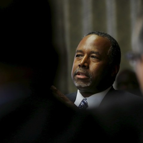 Ben Carson talks to pastors and community leaders. (Photo by Carlos Barria/Reuters)