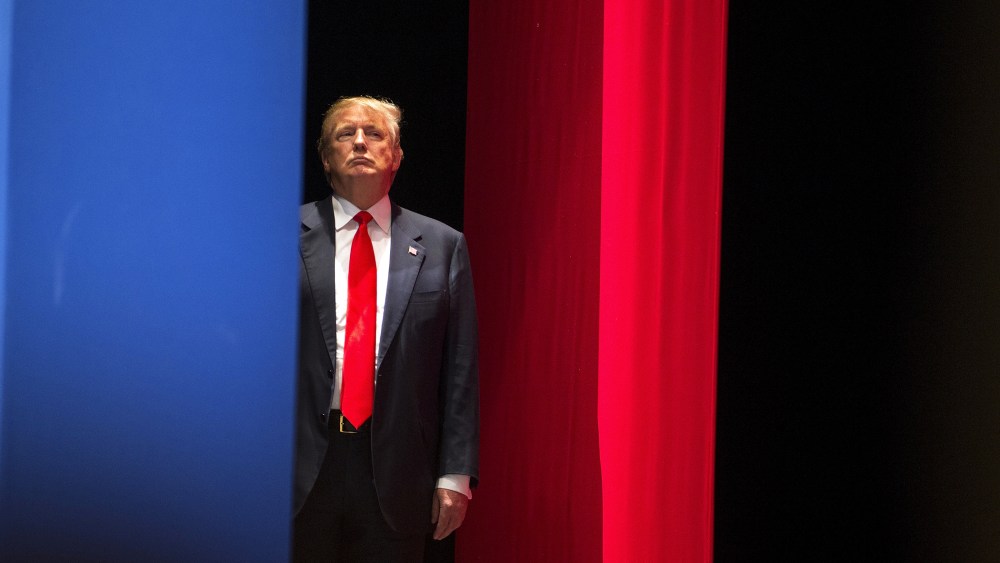 Real estate developer Donald Trump prepares to go on stage to speak during the Freedom Summit in Greenville, South Carolina May 9, 2015. (Photo by Chris Keane/Reuters)