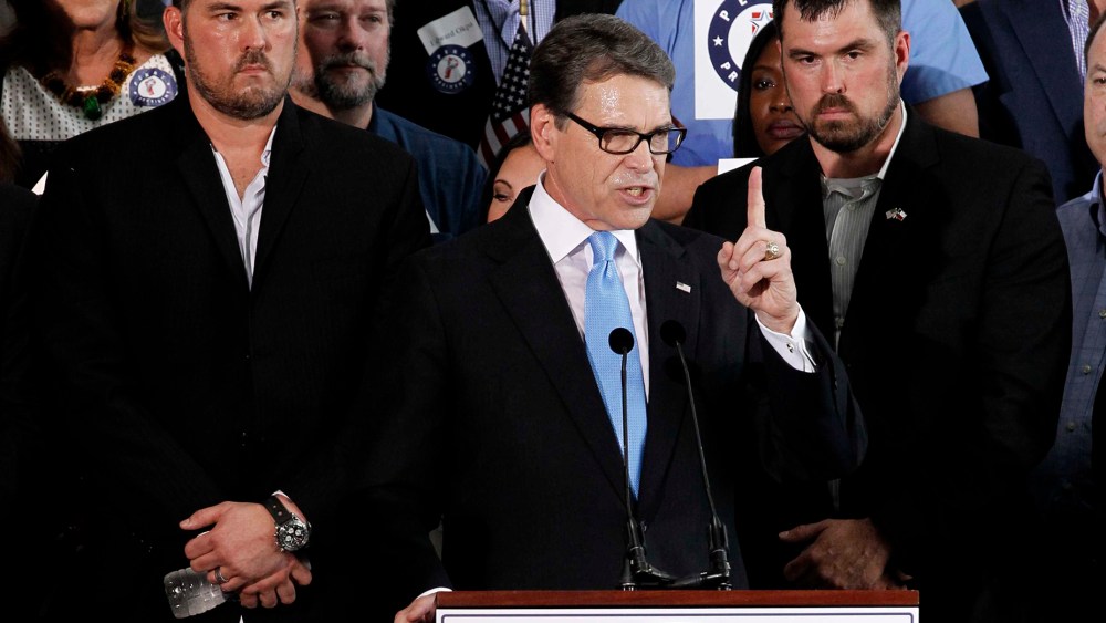 Republican presidential candidate and former Texas Governor Rick Perry formally announces his candidacy for the 2016 Republican nomination for president at an event in Addison, Texas, June 4, 2015. (Photo by Mike Stone/Reuters)