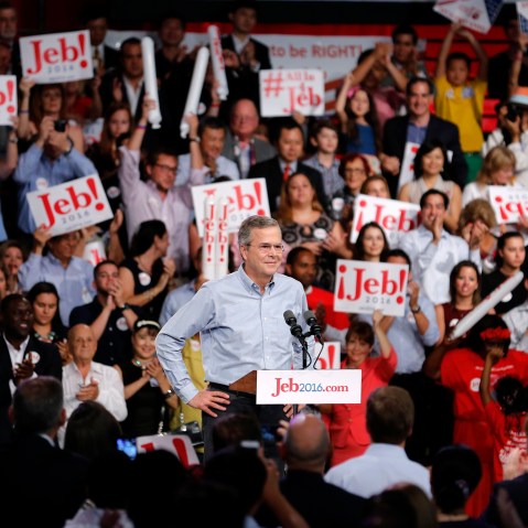 Republican U.S. presidential candidate and former Florida Governor Jeb Bush formally announces his campaign for the 2016 Republican presidential nomination during a kickoff rally in Miami, Fla., June 15, 2015. (Photo by Joe Skipper/Reuters)